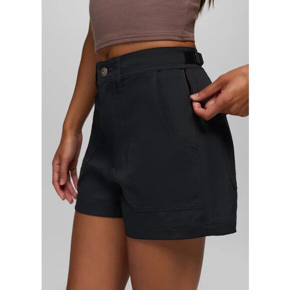 Prana Stretch Zion Cargo 3" Short Women's 0 Black Standard Fit High Rise Stretch - Picture 3 of 13